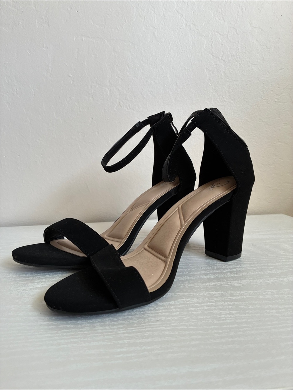 Windsor Black Ankle-Strap Block Heels